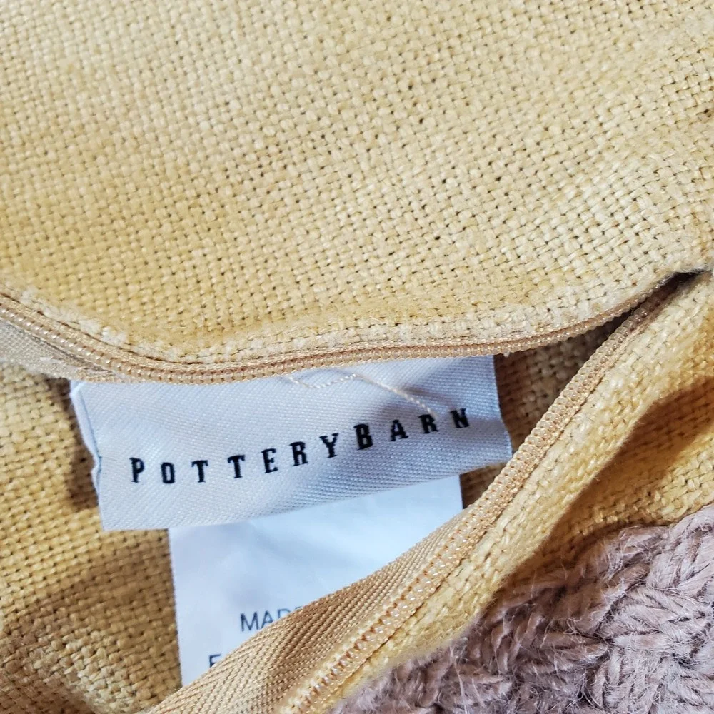 Potterybarn 100% Linen Throw Pillow Sham Mustard With Rope Trim 20x20‎ Zip